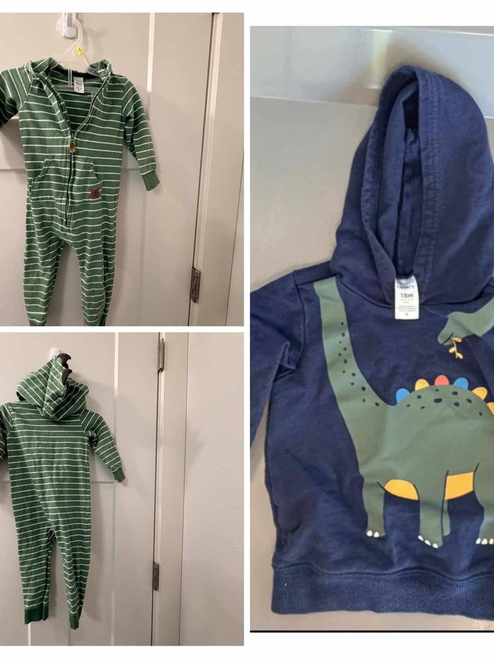 Carters bundle boys dinosaur romper and lightweight hoodie. Both 18 month size